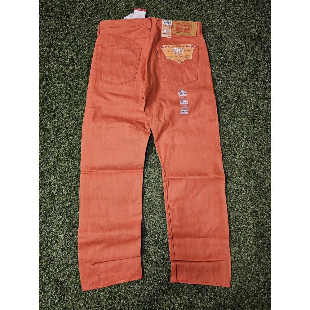 LEVI'S 501 Jeans NWT Button Fly Shrink to Fit Pink Coral Straight Mens 34 x 30 - Picture 9 of 9